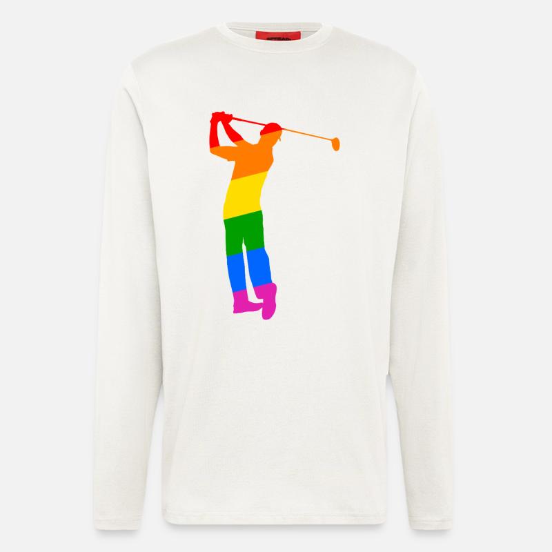 Regenbogen Golfer - Langarmshirt - made by SPREAD  - OFF WHITE