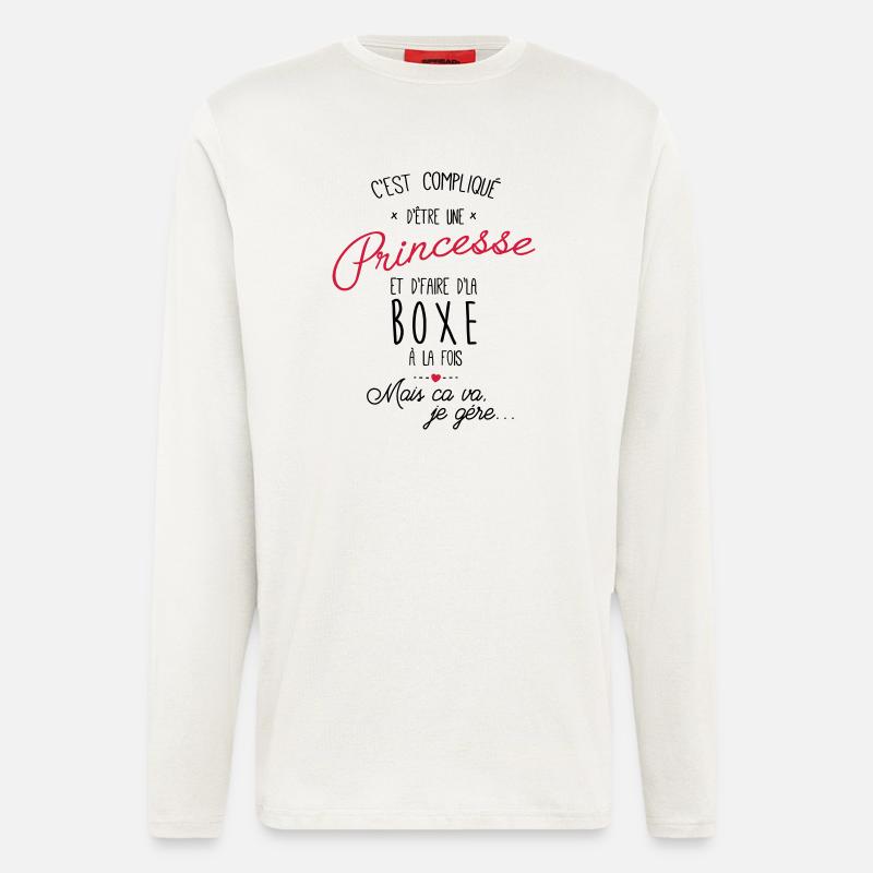 princesse et Boxe - boxeuse - Manches longues bio décontracté fabriqué en UE - OFF WHITE
