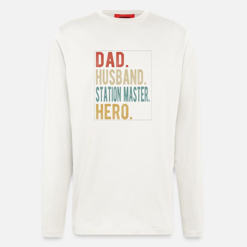 Station Master Papa Husband Hero - Longsleeve - made by SPREAD  - OFF WHITE