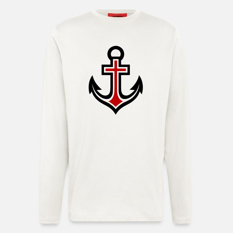 Anker Kreuz Symbol - Langarmshirt - made by SPREAD  - OFF WHITE