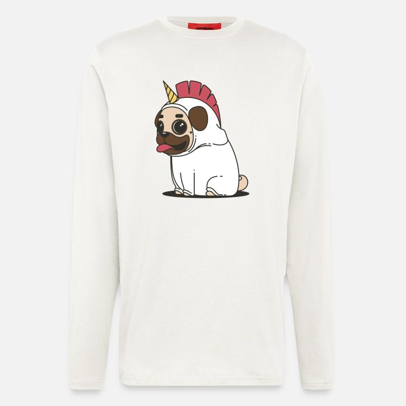 einhorn pug hund - Langarmshirt - made by SPREAD - OFF WHITE