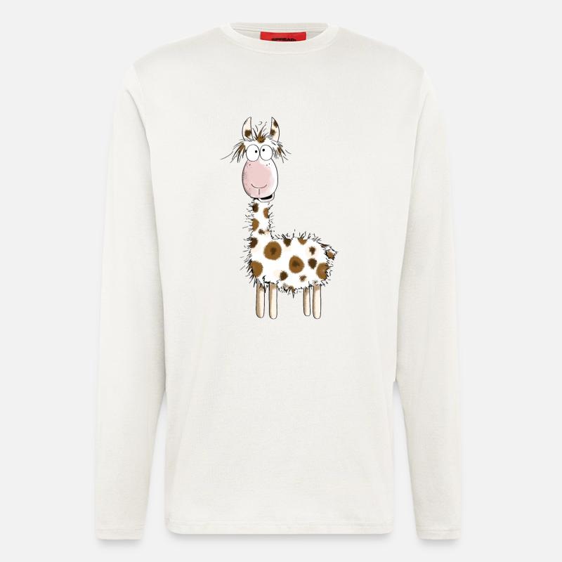 Crazy Lama - Lamas - Alpaka - Comic - Geschenk - Langarmshirt - made by SPREAD  - OFF WHITE
