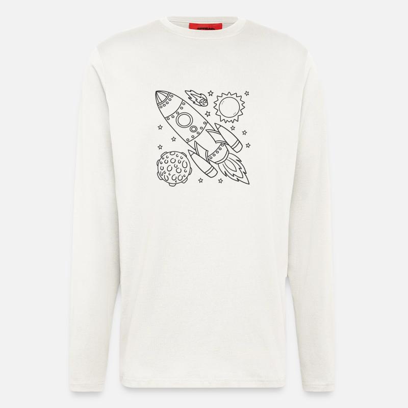 Rocket Space Spaceship - Longsleeve - made by SPREAD  - OFF WHITE