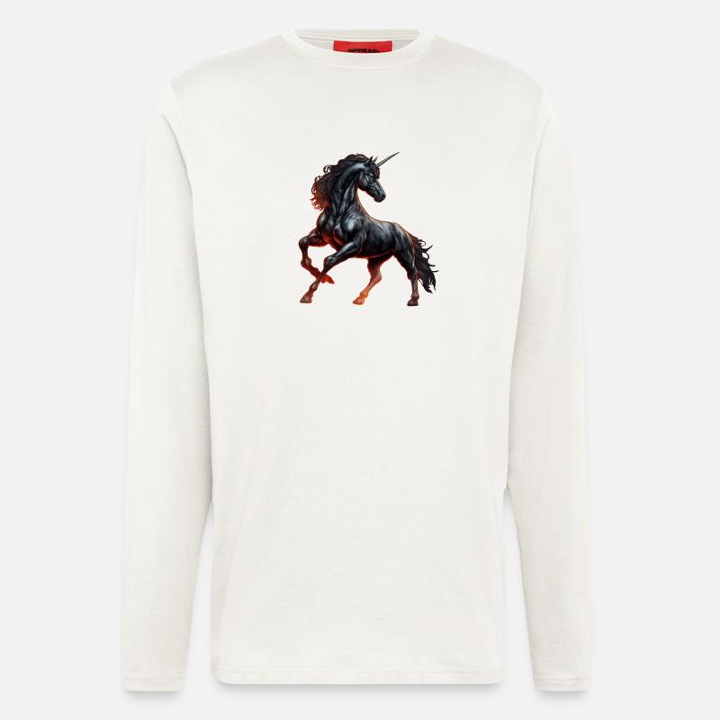 Das mächtige schwarze Einhorn - Langarmshirt - made by SPREAD  - OFF WHITE