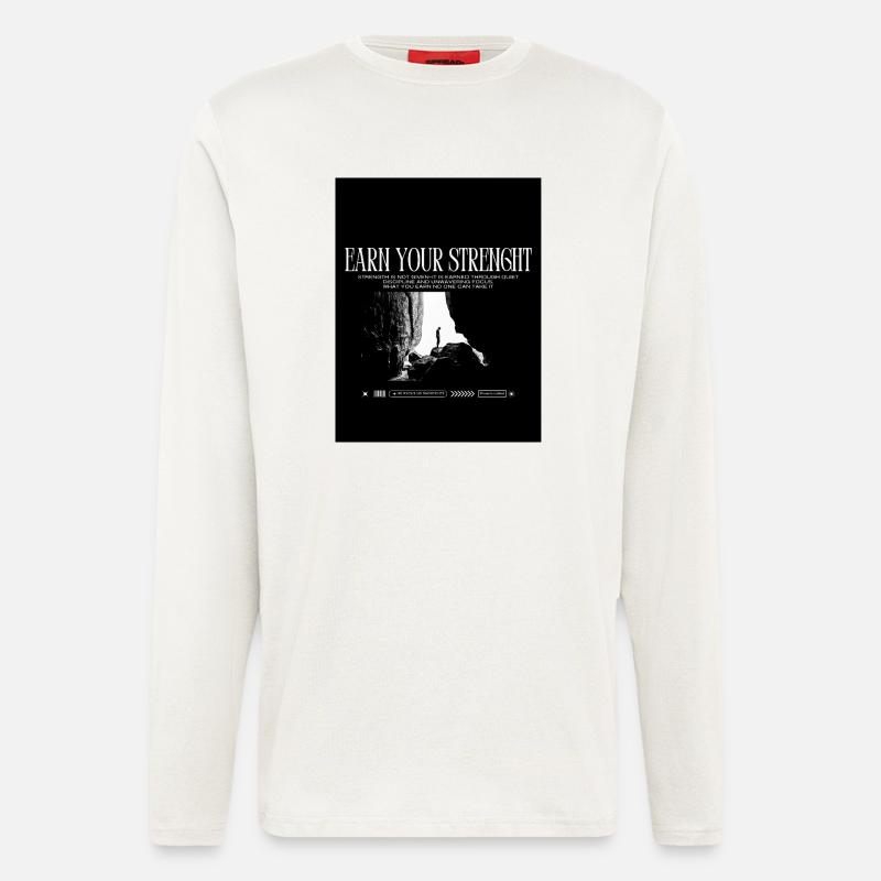 Black_White|Modern|Typographic|StreetwearTshirtpro - Manches longues bio décontracté fabriqué en UE - OFF WHITE