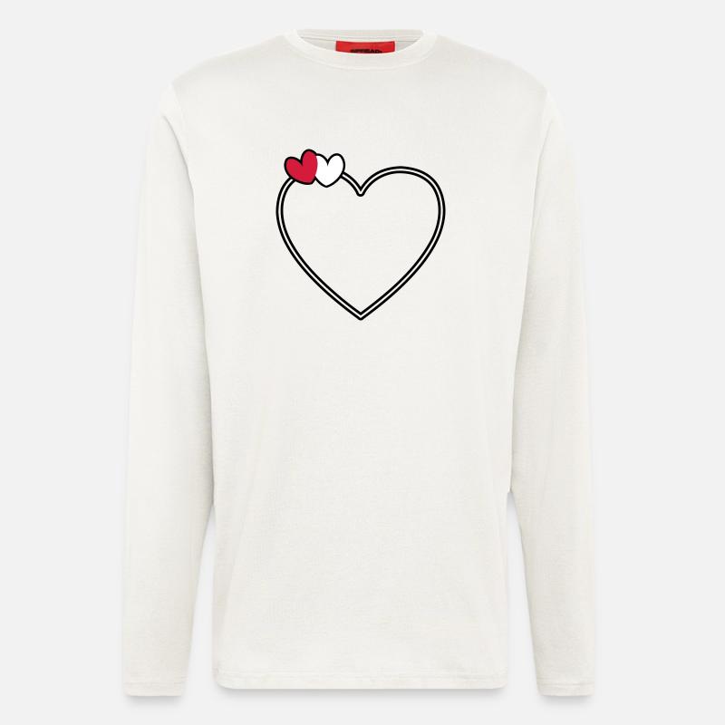 Coeur de 2 coeurs - Manches longues bio décontracté fabriqué en UE - OFF WHITE