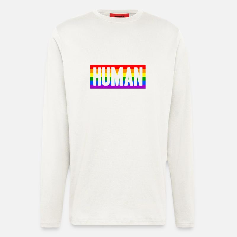 Human Mensch Regenbogen Geschenkidee - Langarmshirt - made by SPREAD  - OFF WHITE
