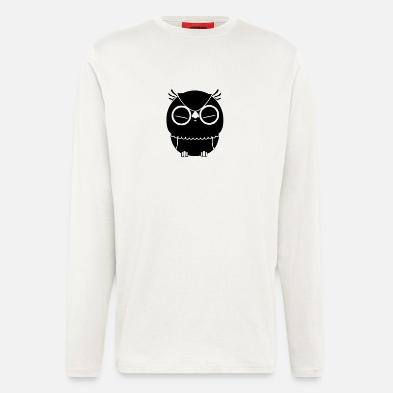 eule kneift augen zu - Langarmshirt - made by SPREAD  - OFF WHITE