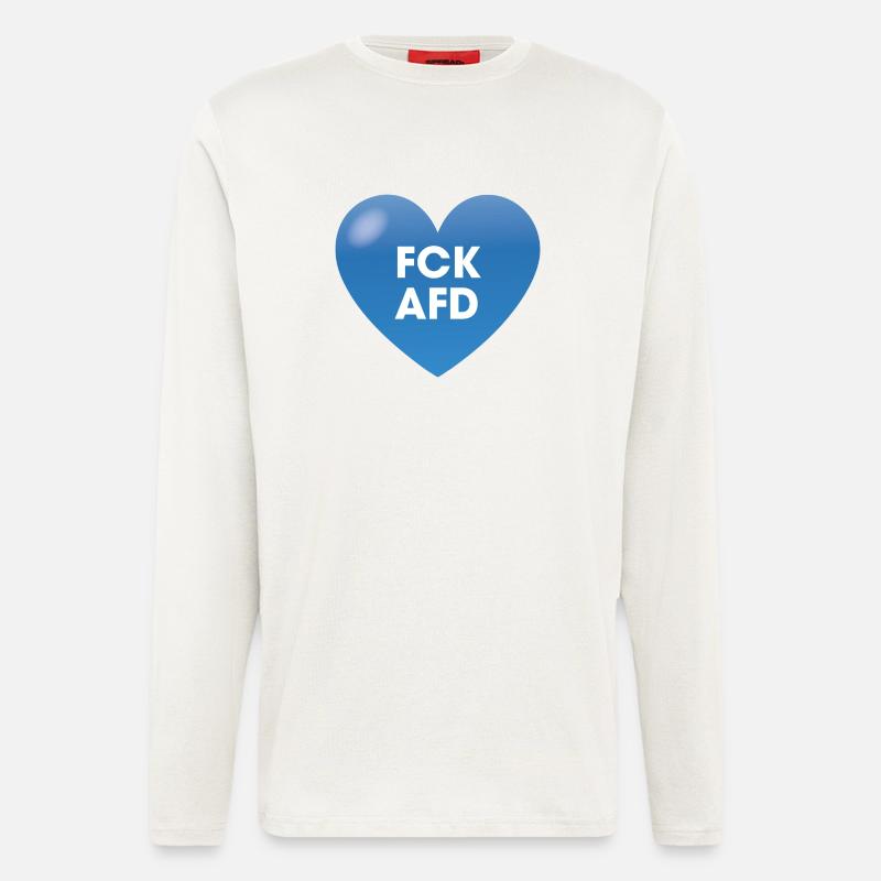 FCK AFD Herz Blau - Langarmshirt - made by SPREAD - OFF WHITE