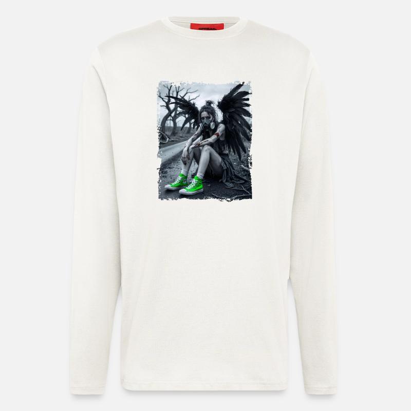 Gefallener Engel mit Gasmaske - Langarmshirt - made by SPREAD  - OFF WHITE