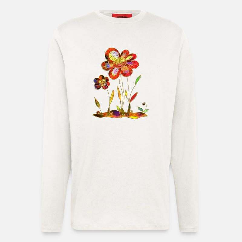 Fleur - Manches longues bio décontracté fabriqué en UE - OFF WHITE