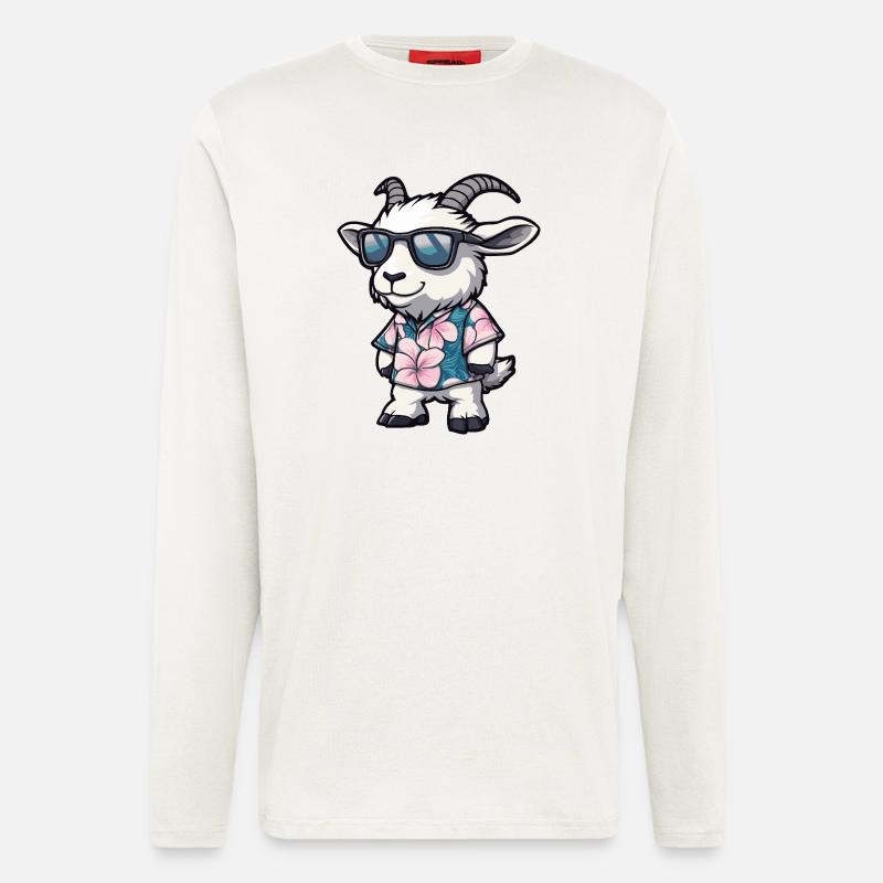 Bergziege Comic Urlaub - Langarmshirt - made by SPREAD  - OFF WHITE