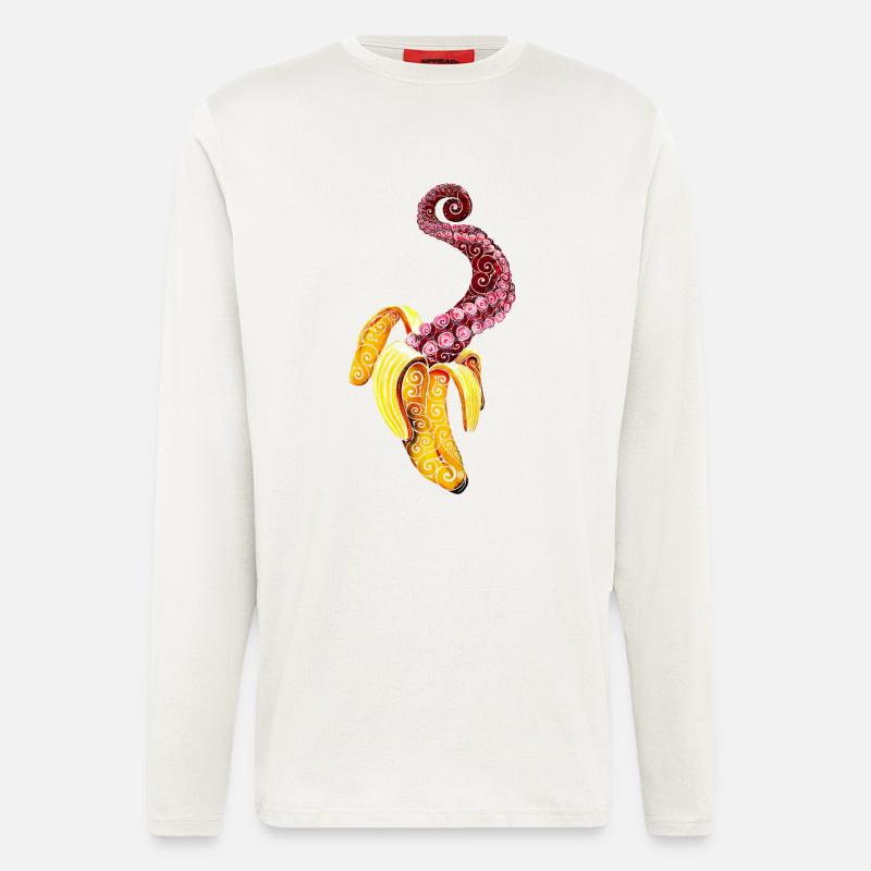 Swirly Mutant-Banana - Manches longues bio décontracté fabriqué en UE - OFF WHITE