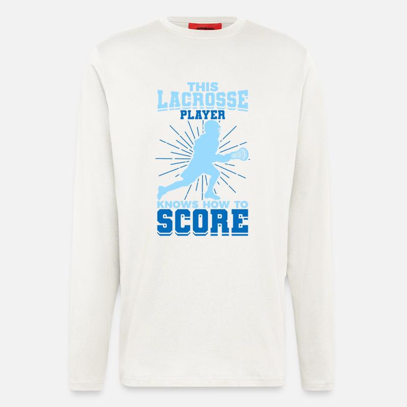 Junge der Lacrosse spielt - Langarmshirt - made by SPREAD  - OFF WHITE