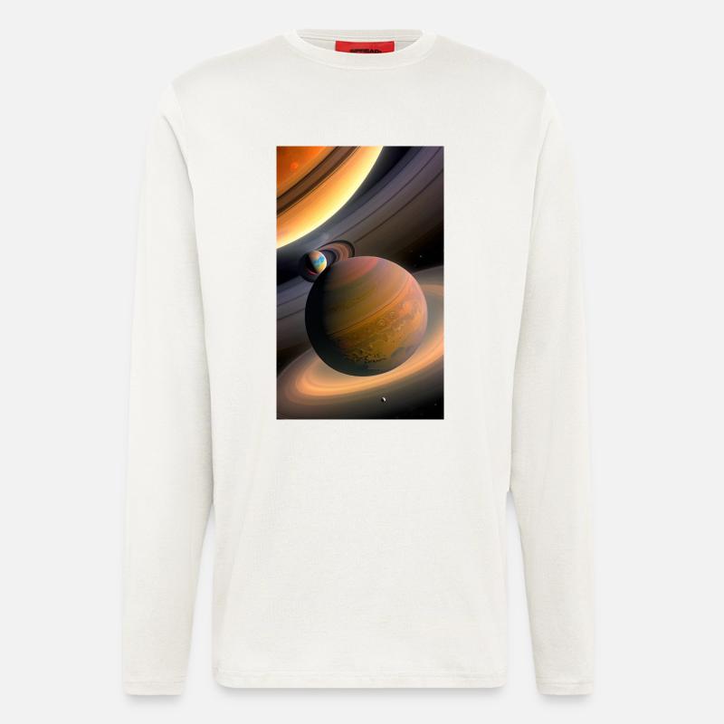 Celestial Ringed Planets Artwork - Longsleeve - made by SPREAD  - OFF WHITE