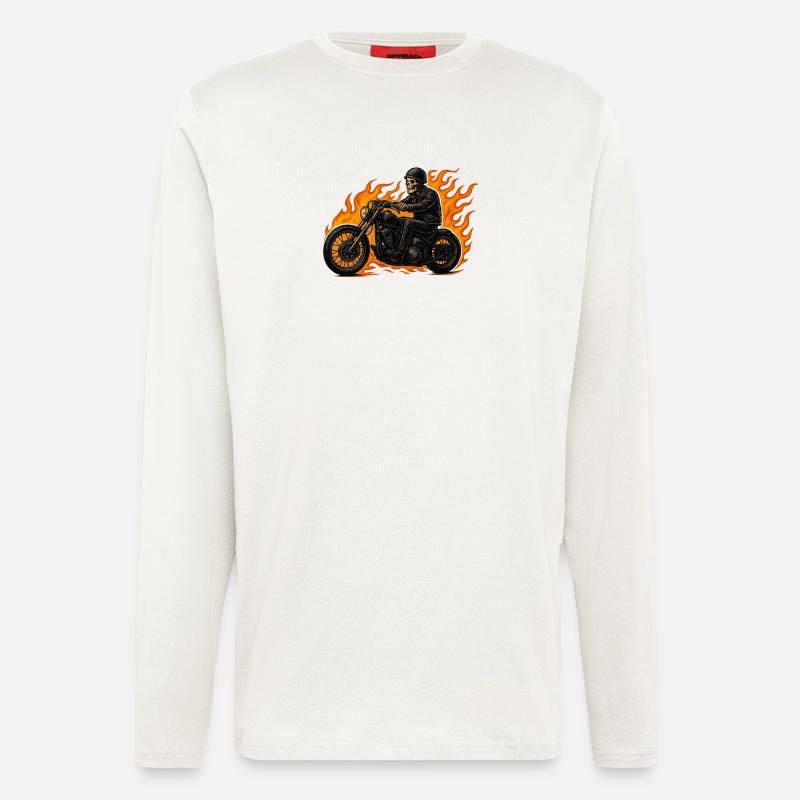 Flame Skeleton Biker - Longsleeve - made by SPREAD  - OFF WHITE
