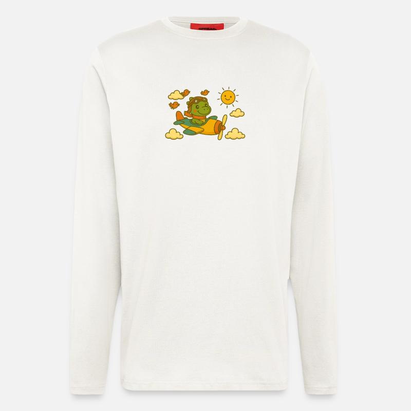 ☀️ Dino Doni au-dessus des nuages ✈️ - Manches longues bio décontracté fabriqué en UE - OFF WHITE