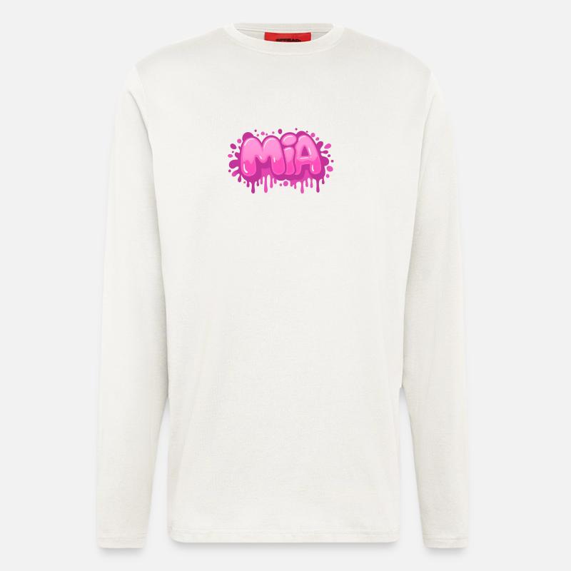Graffiti MIA Name Geschenk Ideal Druckbar - Langarmshirt - made by SPREAD  - OFF WHITE