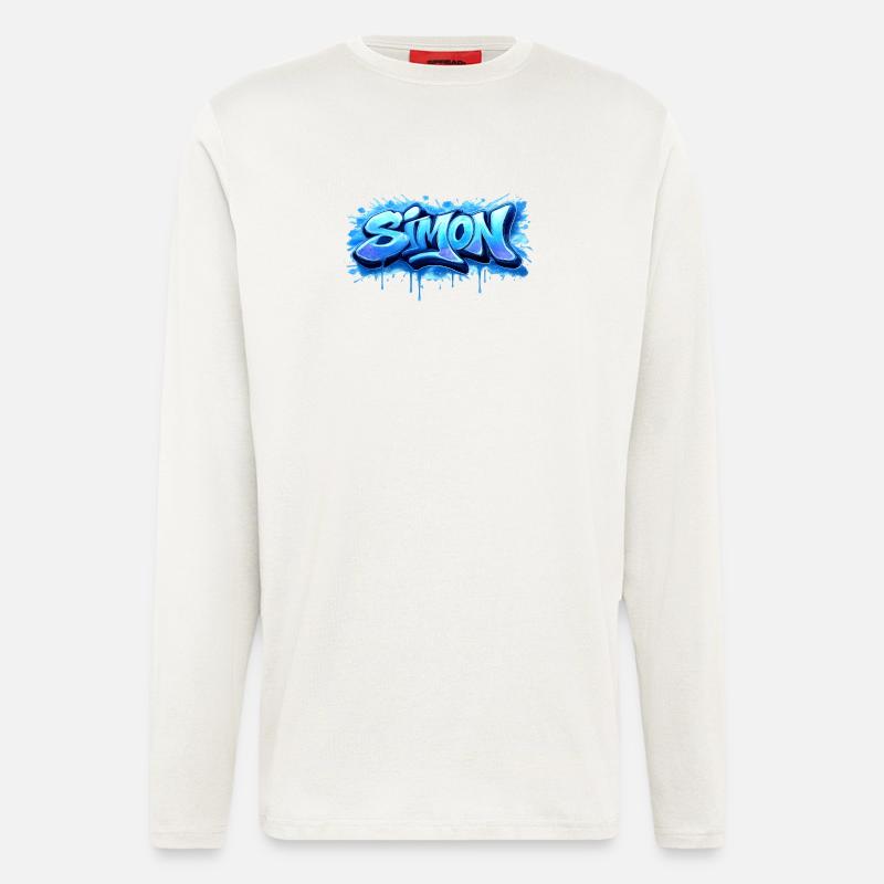 Graffiti SIMON Name Gift Ideal Printable - Longsleeve - made by SPREAD  - OFF WHITE