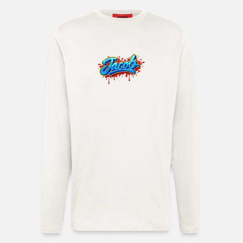 GRAFFITI-NAME JACOB FÜR PERFEKTES GESCHENK DRUCKBAR - Langarmshirt - made by SPREAD  - OFF WHITE