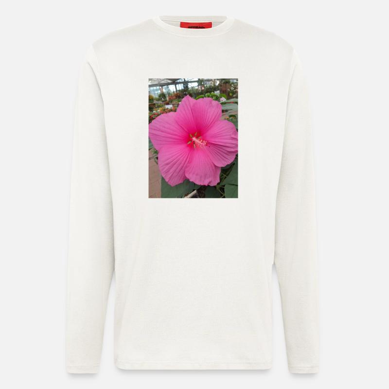 Hibiscus Rose Tropical Glow Textile - Langarmshirt - made by SPREAD - OFF WHITE