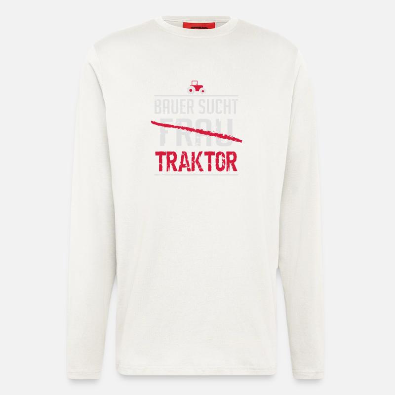 Bauer sucht Traktor - Langarmshirt - made by SPREAD  - OFF WHITE
