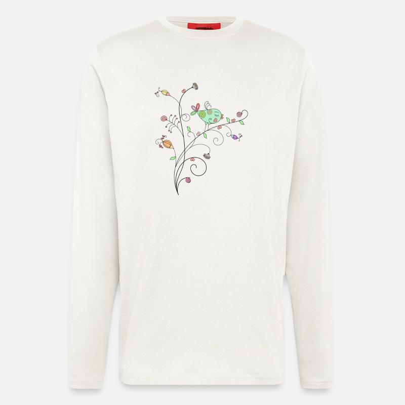 Vogel Blumenniederlassung Design - Langarmshirt - made by SPREAD  - OFF WHITE