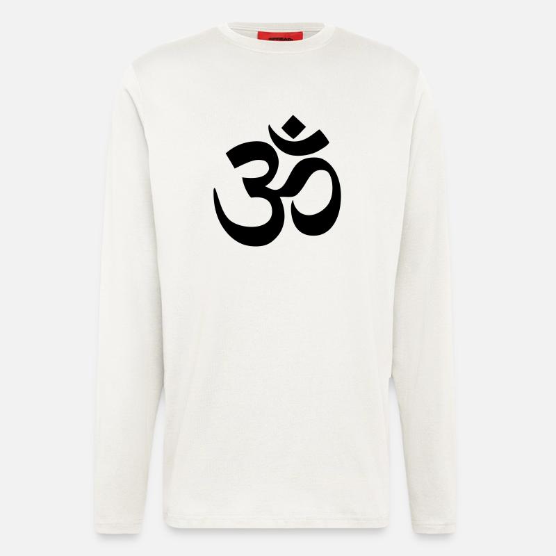 AUM OM Devanagari 1c - Manches longues bio décontracté fabriqué en UE - OFF WHITE