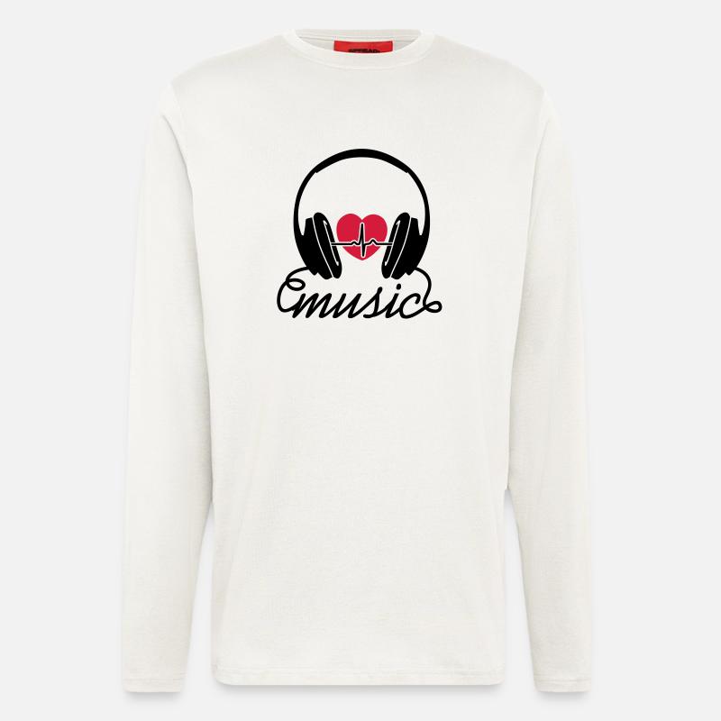 Music Heartbeat - Manches longues bio décontracté fabriqué en UE - OFF WHITE