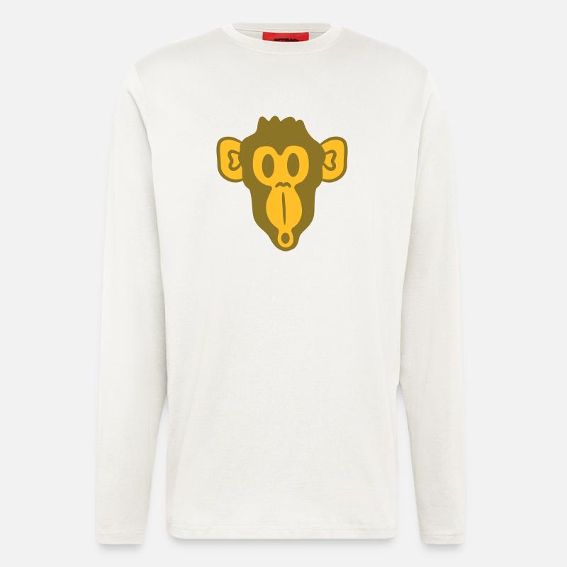 Startled curious funny monkey - Longsleeve - made by SPREAD  - OFF WHITE