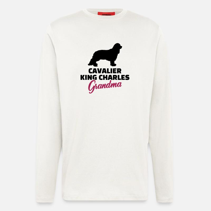 Cavalier King Charles - Manches longues bio décontracté fabriqué en UE - OFF WHITE