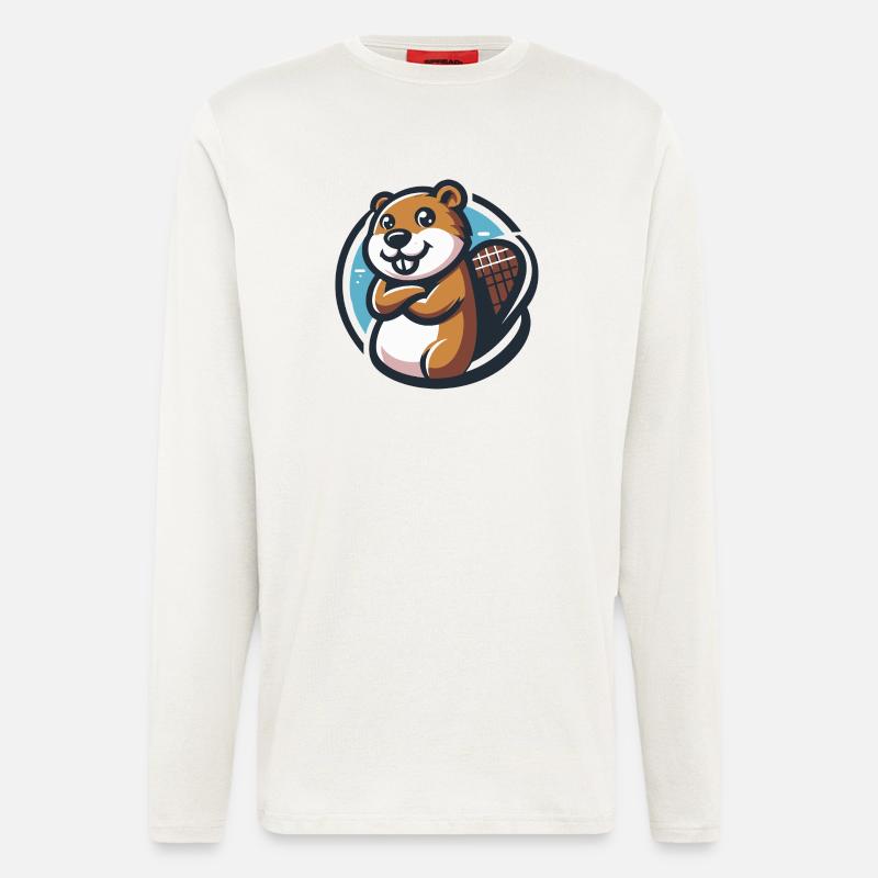 Biber baut dort - Langarmshirt - made by SPREAD  - OFF WHITE