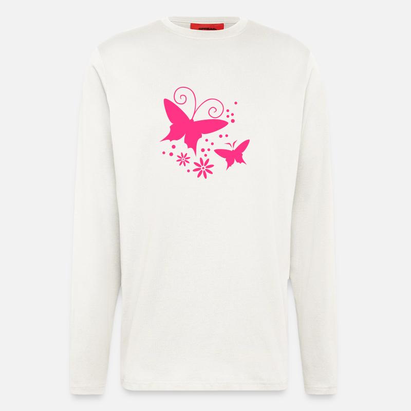 papillon souple, fleur - Manches longues bio décontracté fabriqué en UE - OFF WHITE