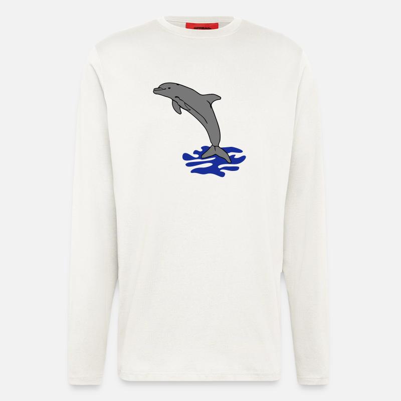 springender Delphin Delfin jumping dolphin - Langarmshirt - made by SPREAD - OFF WHITE
