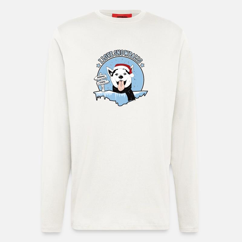 Hund liebt Schneebälle - Langarmshirt - made by SPREAD  - OFF WHITE