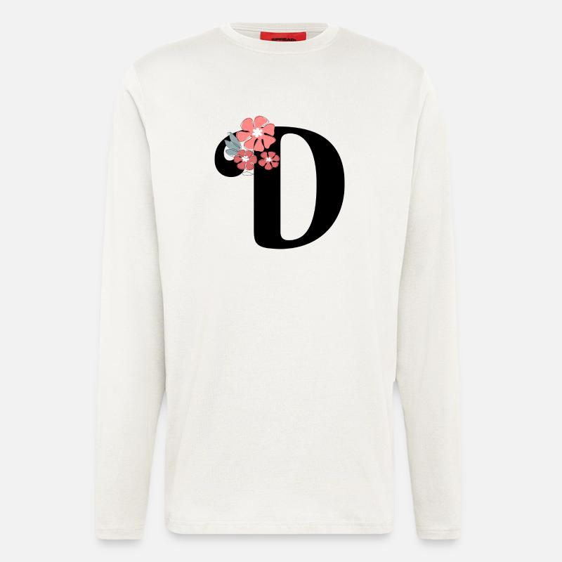 Minimalistischer Blumenbrief - Langarmshirt - made by SPREAD  - OFF WHITE