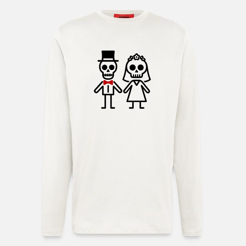 Ehepaar Hochzeit Skelett - Langarmshirt - made by SPREAD  - OFF WHITE