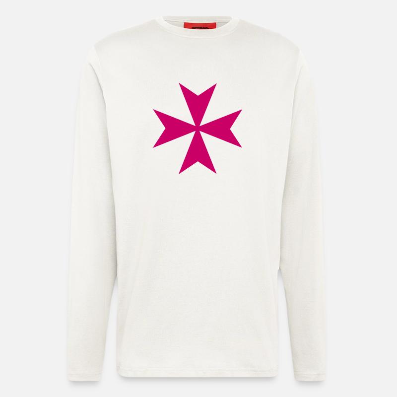 Croix de style maltais - Manches longues bio décontracté fabriqué en UE - OFF WHITE