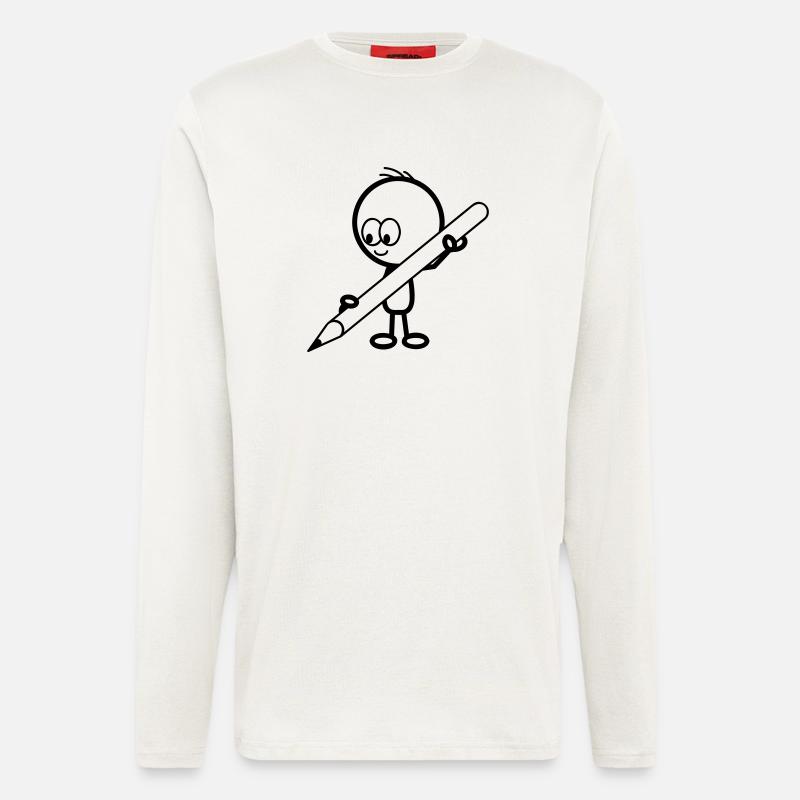 mann_mit_stift - Langarmshirt - made by SPREAD  - OFF WHITE