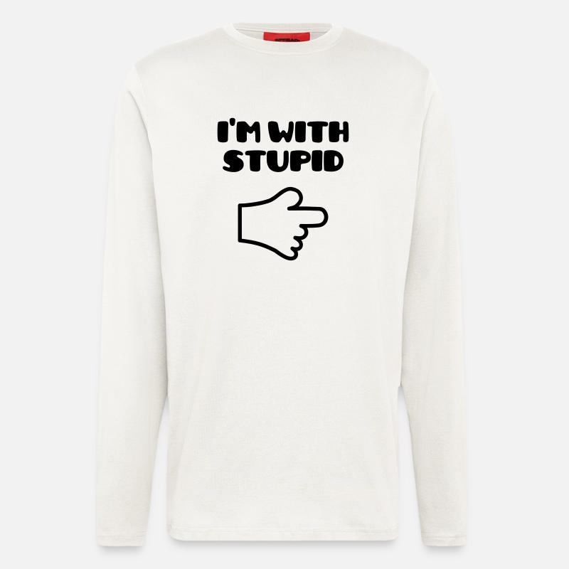 I'm with stupid :) (V) - Langarmshirt - made by SPREAD  - OFF WHITE