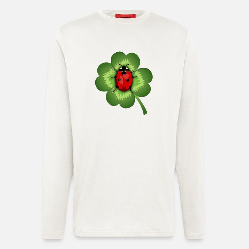Kleeblatt und Marienkäfer - Langarmshirt - made by SPREAD  - OFF WHITE