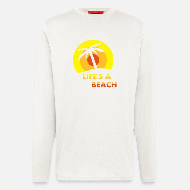 La vie est une plage - Manches longues bio décontracté fabriqué en UE - OFF WHITE