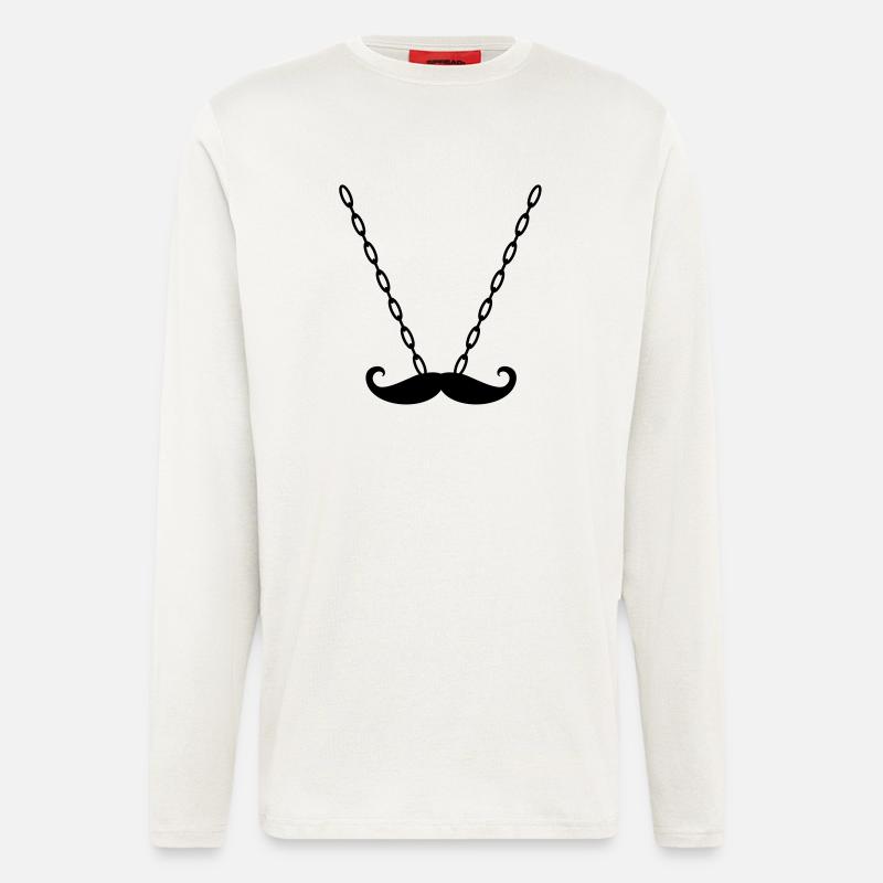 Chaîne avec moustache / moustache - Manches longues bio décontracté fabriqué en UE - OFF WHITE