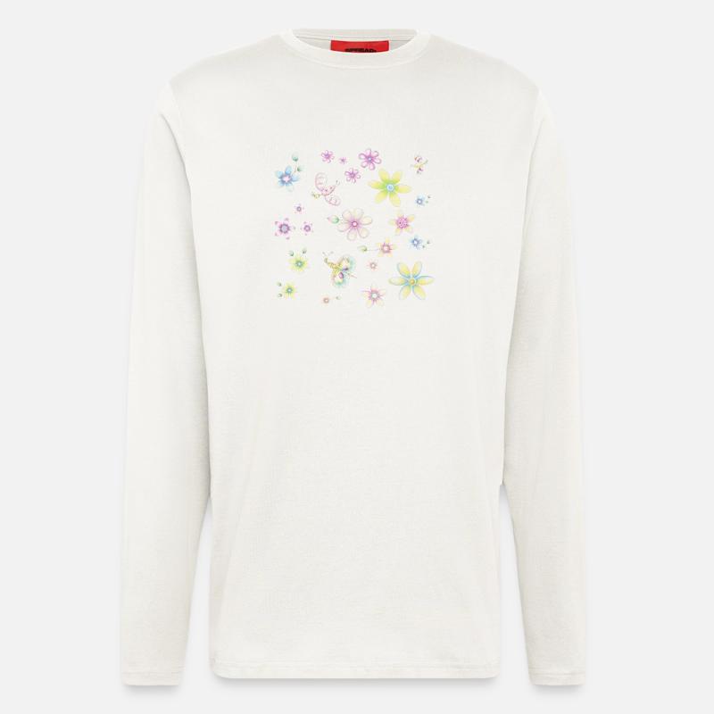Blumen und Schmetterlinge - Langarmshirt - made by SPREAD  - OFF WHITE