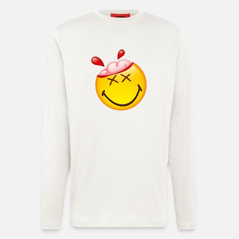 Smiley Glossy Happy Brain - Langarmshirt - made by SPREAD - OFF WHITE
