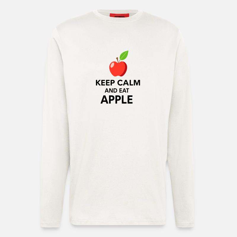 Keep Calme, Mange des pommes - Manches longues bio décontracté fabriqué en UE - OFF WHITE