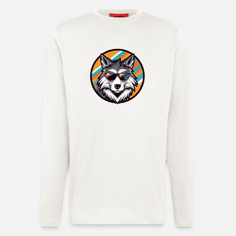 Wolf Comic Cool - Langarmshirt - made by SPREAD  - OFF WHITE