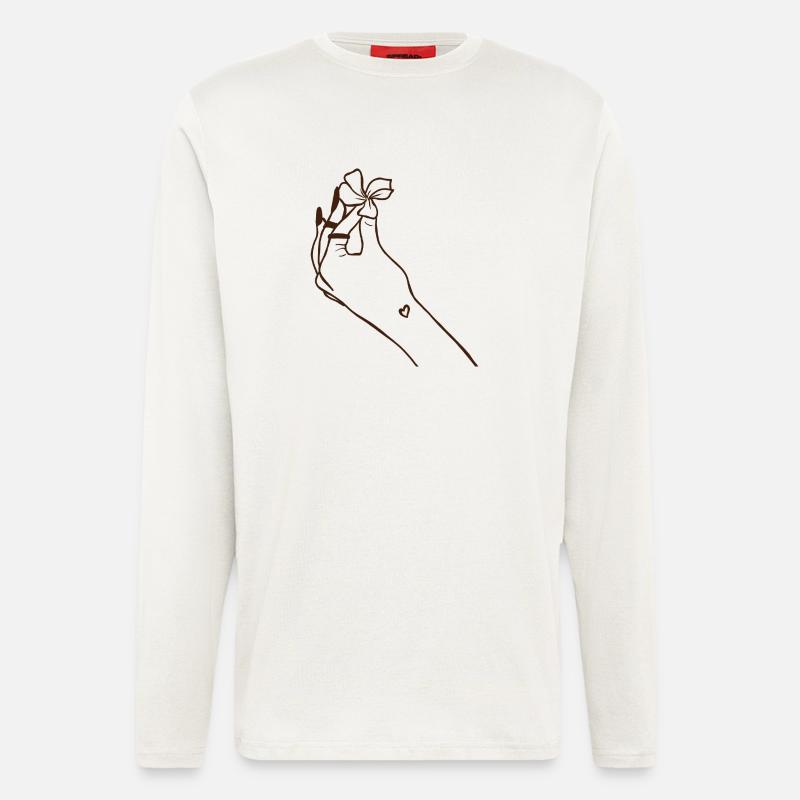 Hand mit Blüte - Langarmshirt - made by SPREAD  - OFF WHITE
