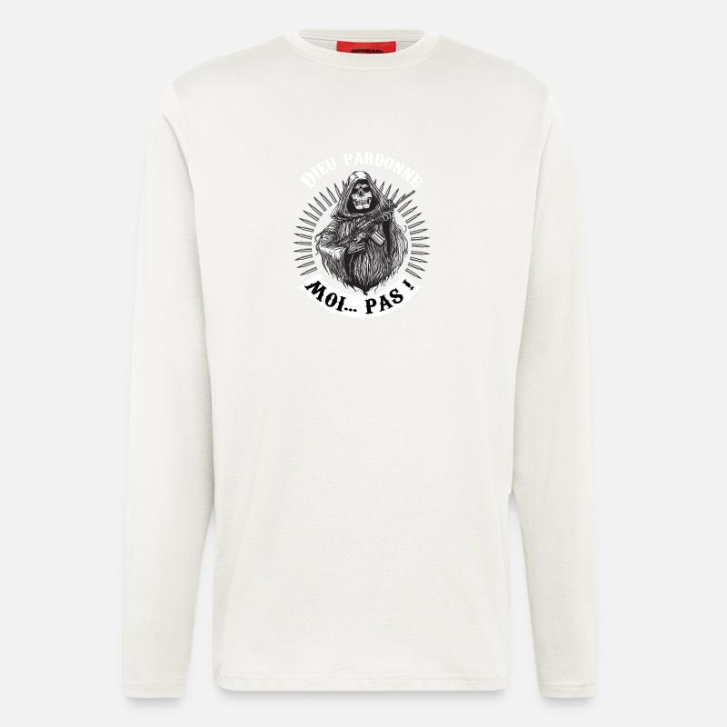 Dieu pardonne, moi pas ! - Manches longues bio décontracté fabriqué en UE - OFF WHITE