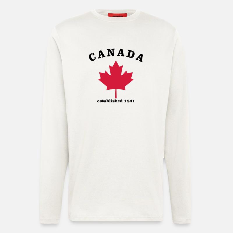 Canada Design 3 - Manches longues bio décontracté fabriqué en UE - OFF WHITE